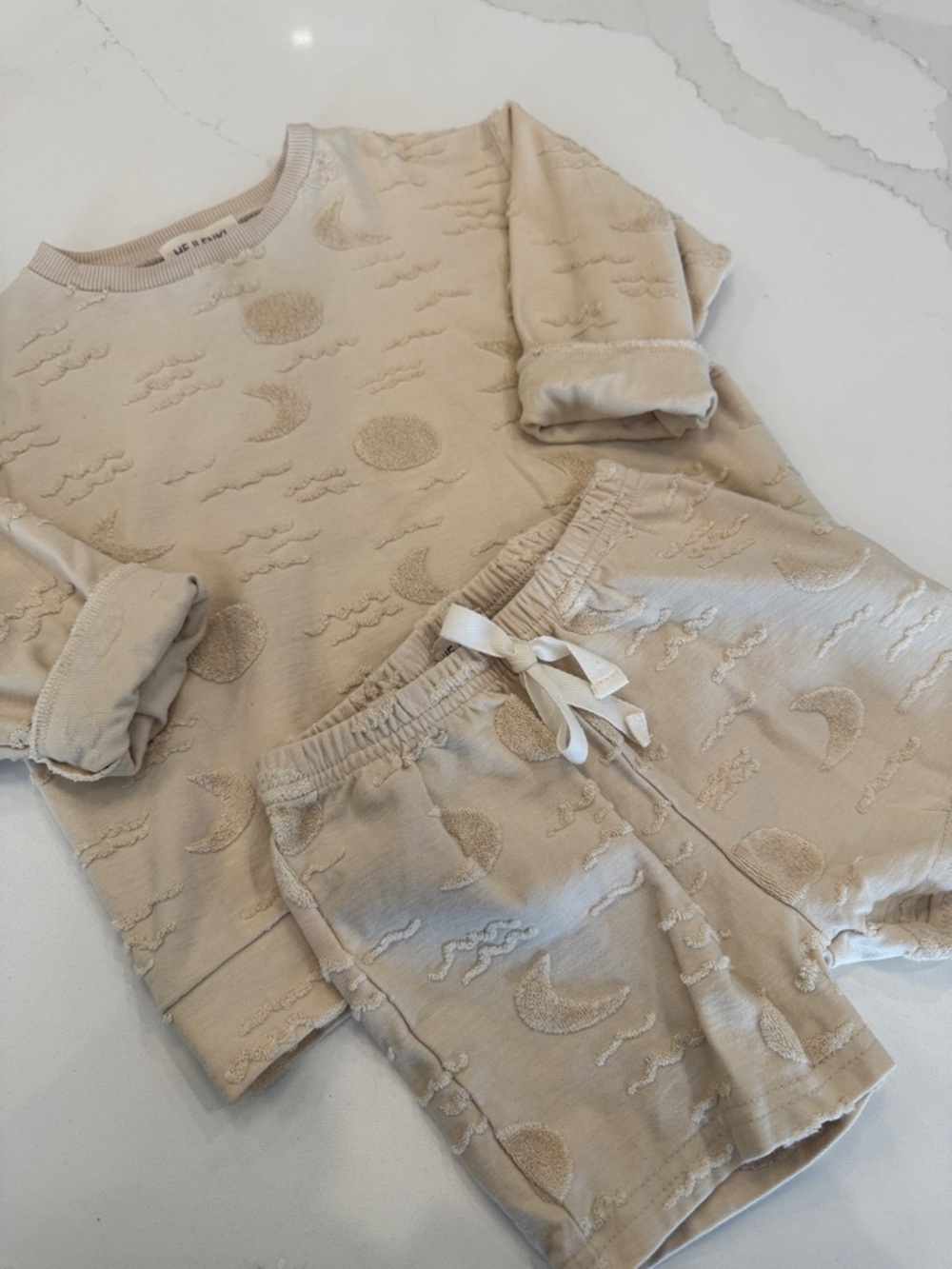 Hejlenki Cozy Moon & Cloud Kids Pajama Set in Beige
